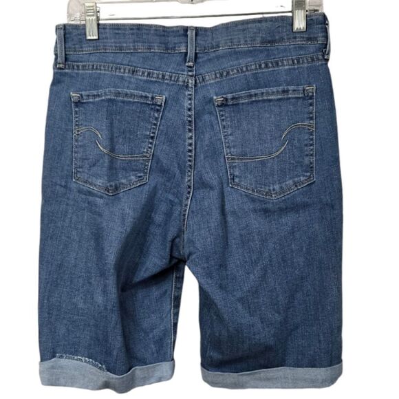 Levi's Women's Mid-rise Bermuda Stretch Pockets Cuffed Distressed Denim Shorts - Picture 7 of 8